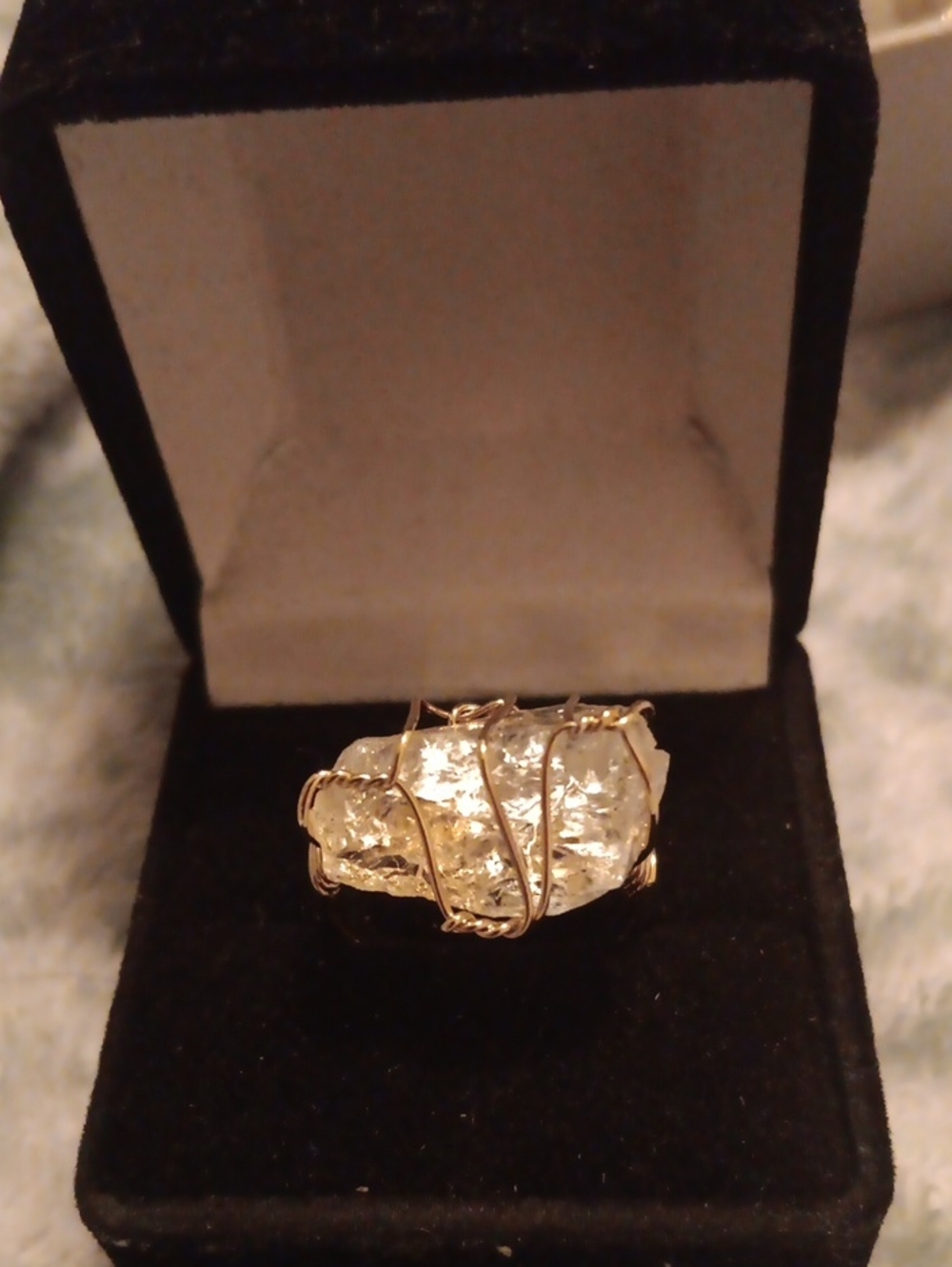 Austrian Crystal Ring (Adjustable) in Goldtone